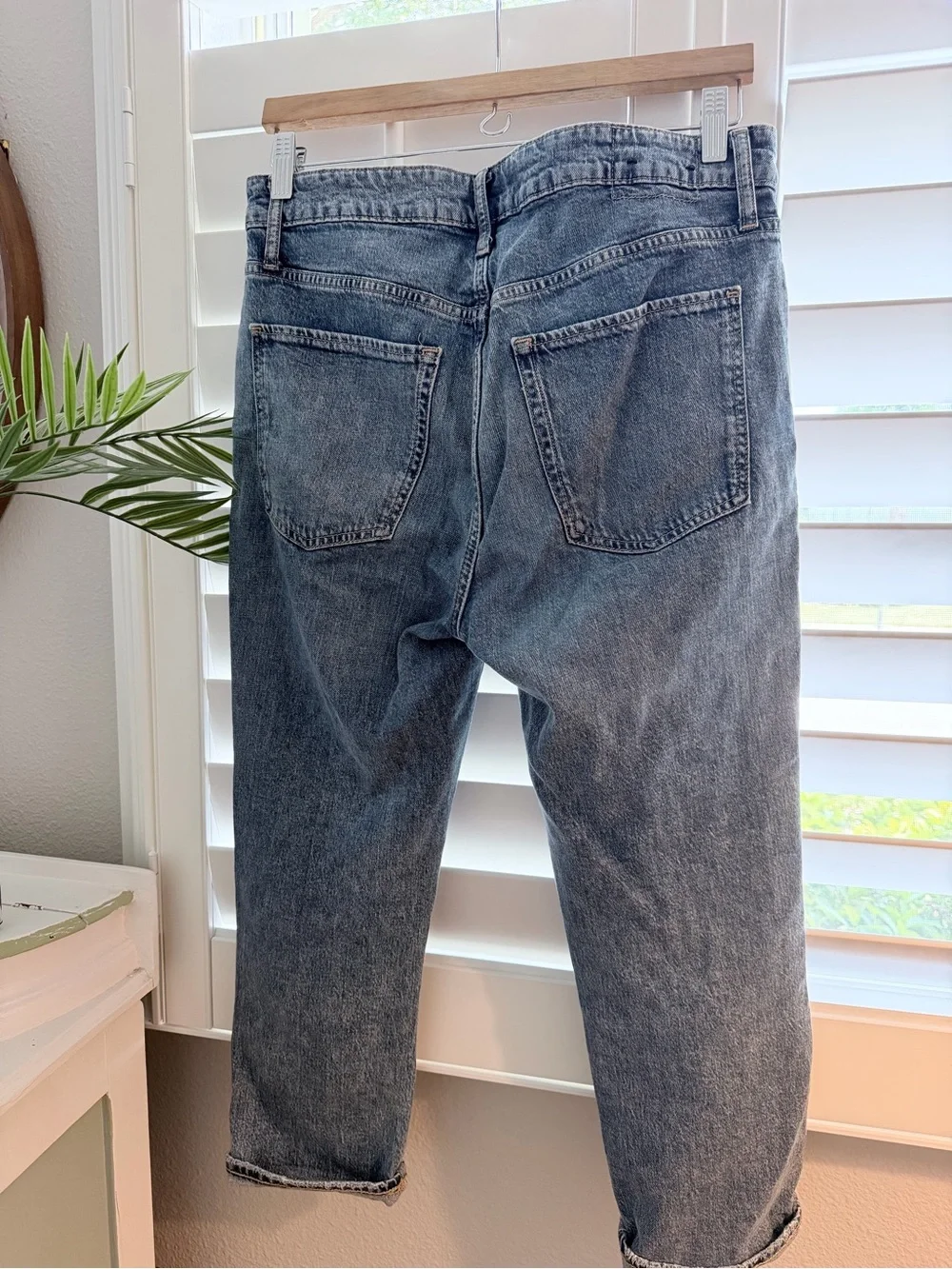 GAP Distressed Boyfriend Jeans in Faded Blue
